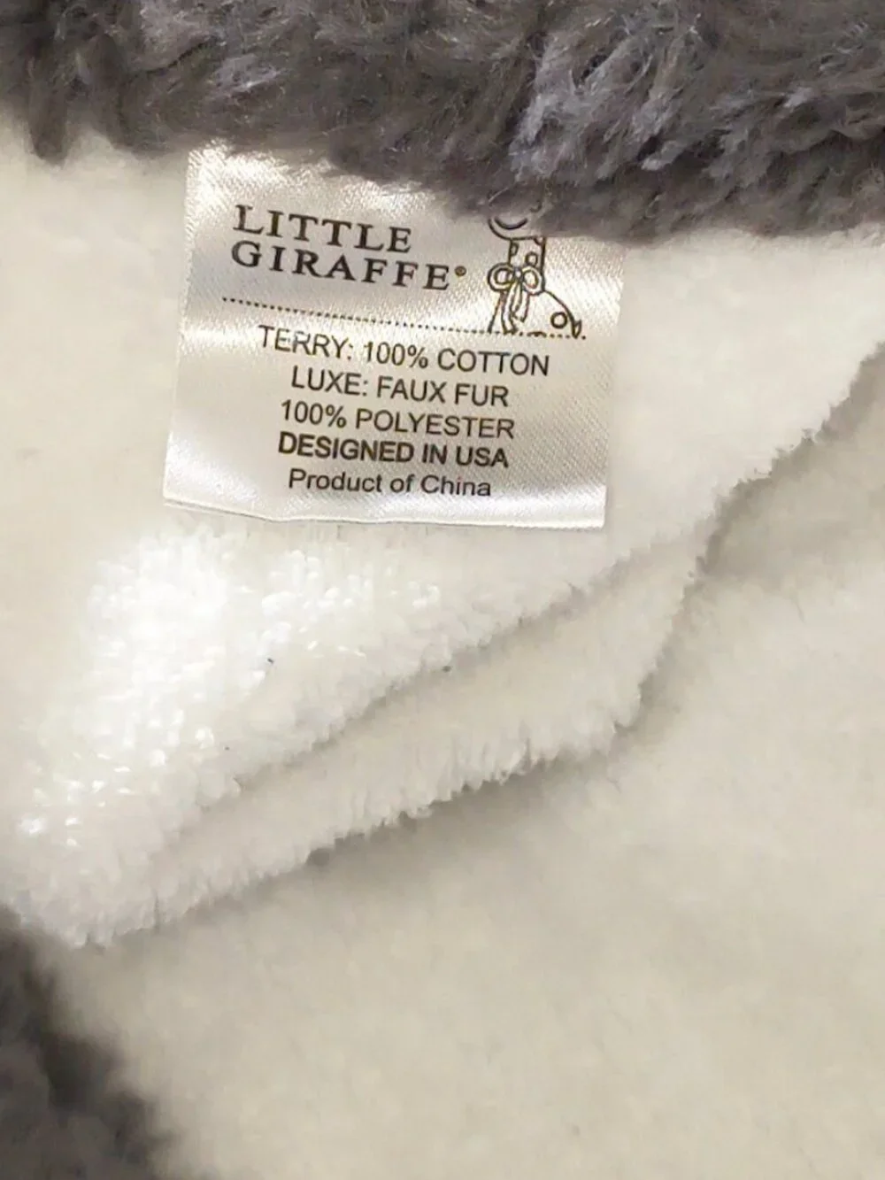 Little Giraffe Luxe Hooded Towel With Ears White & Dark Gray 24